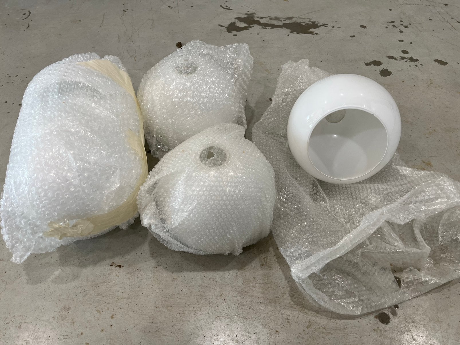 Lampenkappen 5 st bol, glas, Ophalen, Gebruikt, Wit, Rond