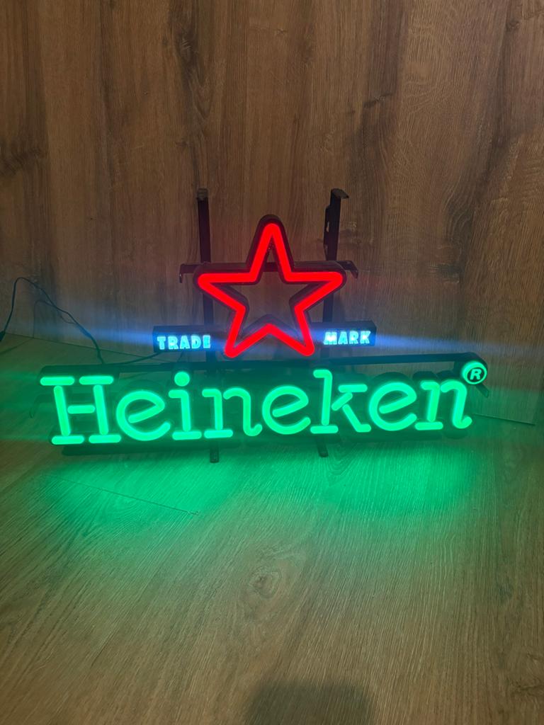 Heineken Lichtbak Neon led Reclamebord - 60x35 cm, Ophalen of Verzenden, Gebruikt, Overige typen, Heineken