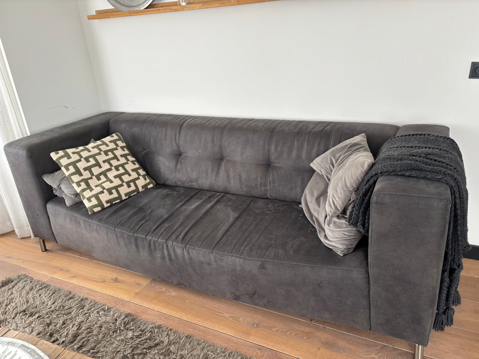 3 zits bank grijs gratis op te halen, Ophalen, Gebruikt, 75 tot 100 cm, 200 tot 250 cm