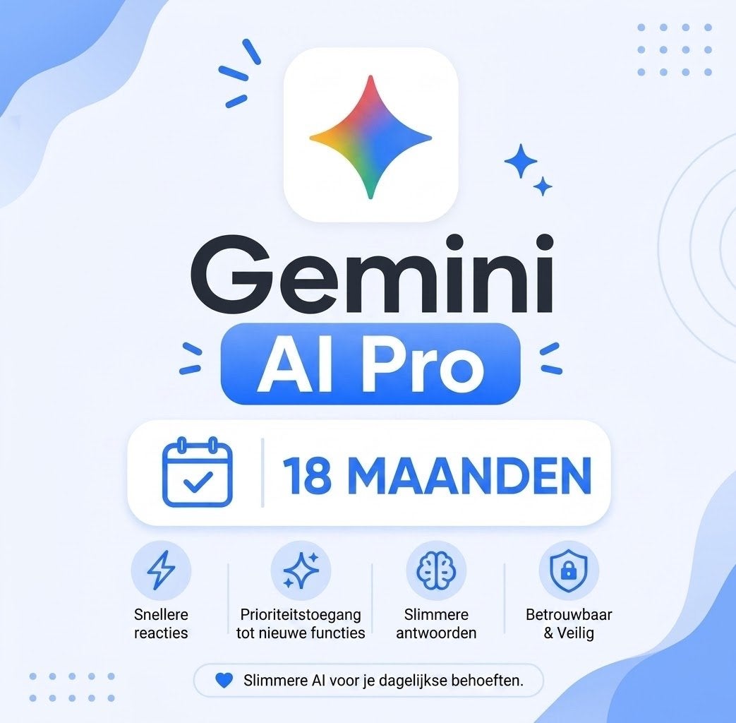 Gemini AI Pro Abonnement - 18 Maanden, Ophalen of Verzenden, Nieuw