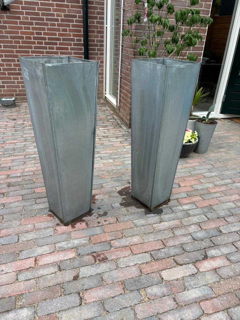 Gegalvaniseerde bloempotten, 1 meter hoog, Ophalen, Gebruikt, Balkon, Minder dan 60 cm