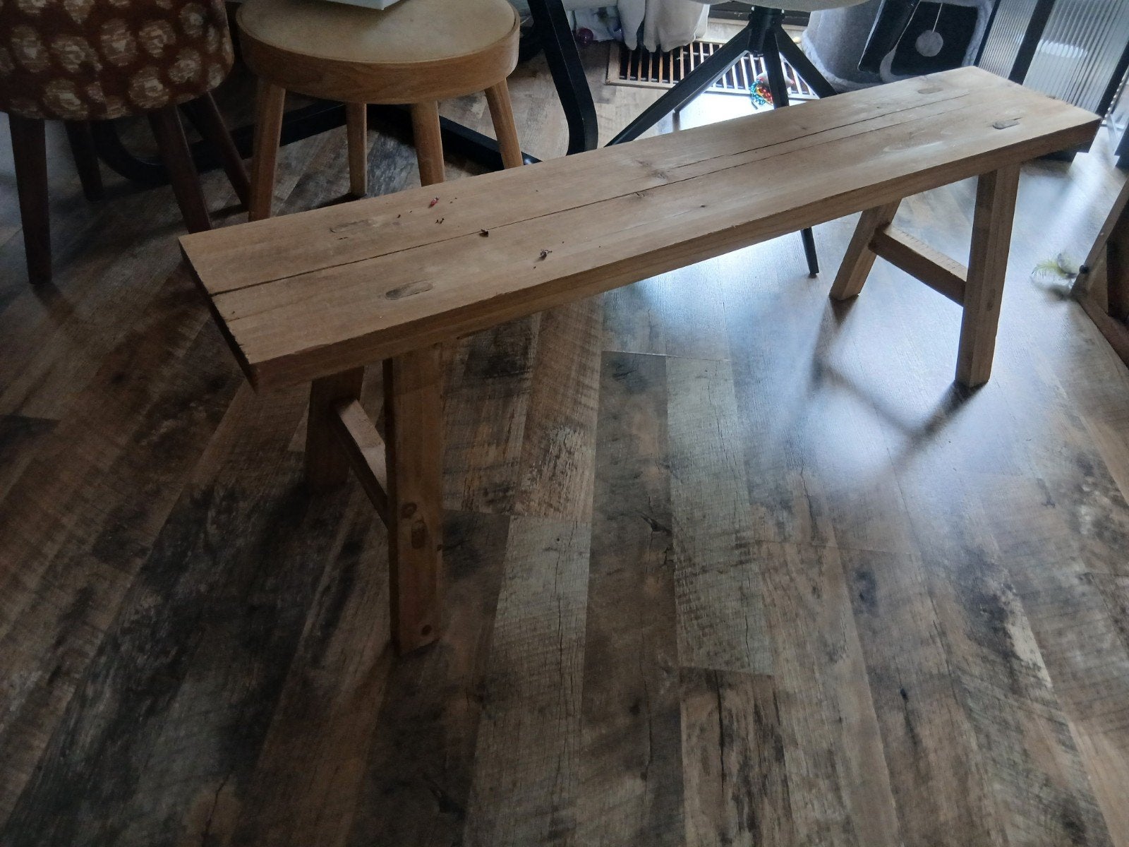 houtenbankje, Ophalen, Gebruikt, Bruin, Hout