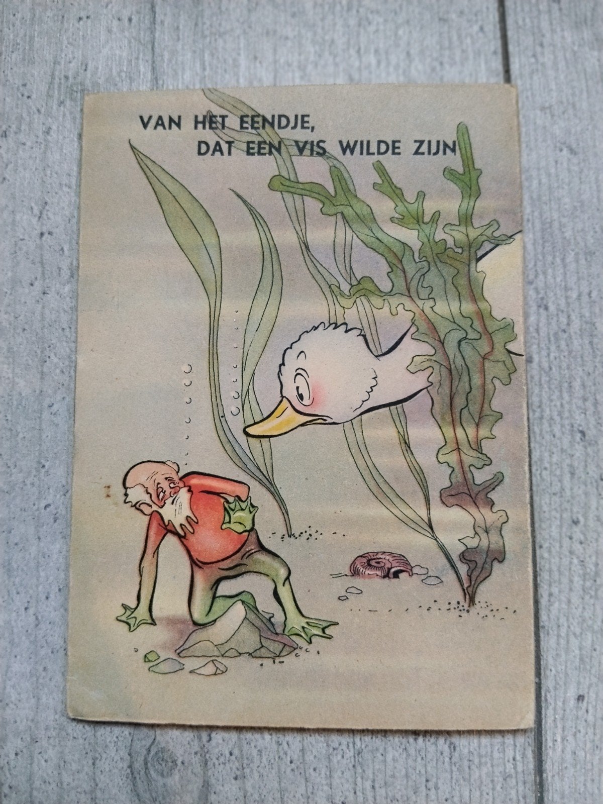 Kinderboekje/kaart 1946: Van het eendje dat een vis wilde .., Ophalen of Verzenden, 1940 tot 1960