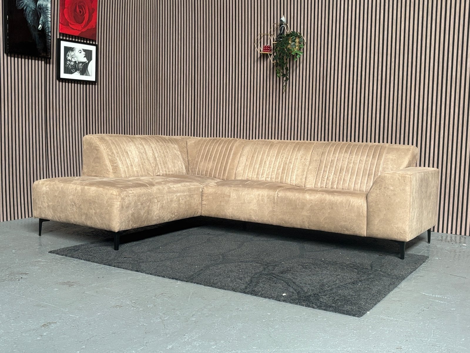 GRATIS LEVERING Hoekbank Beige Microleder 270x200 GEREINIGD, 250 tot 300 cm, Hoekbank, Ophalen of Verzenden, Zo goed als nieuw