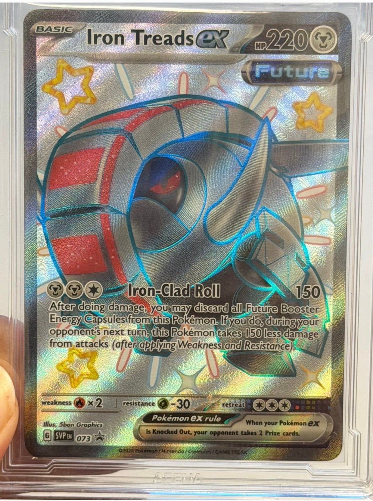 Pokémon Iron Treads ex #073 Paldean Fates Grade 9.5 slab, Ophalen of Verzenden, Nieuw, Losse kaart, Foil