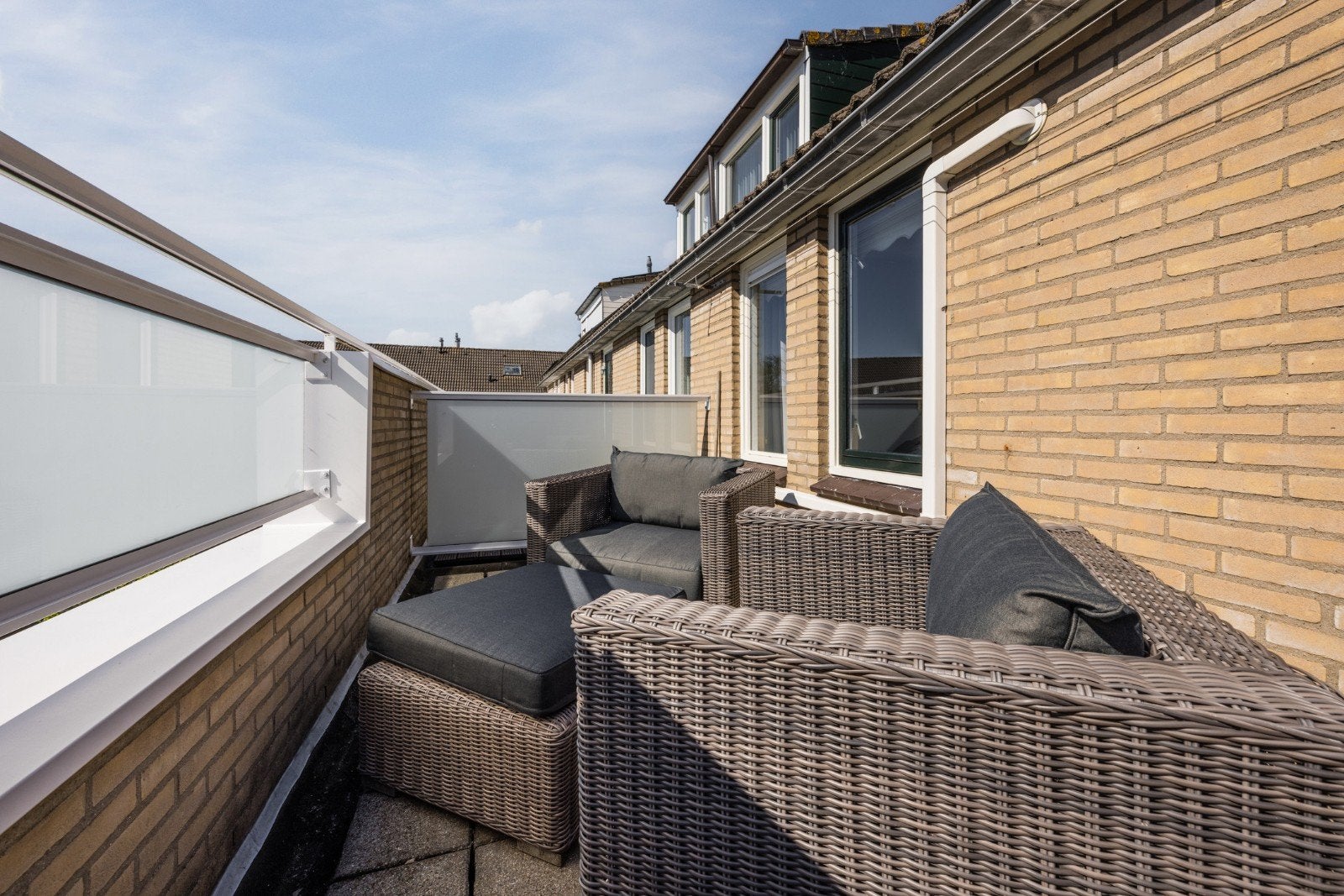 Wicker Loungeset met Voetenbank - Zo goed als nieuw, Tuin en Terras, Stoel, Zo goed als nieuw, Loungeset, Wicker