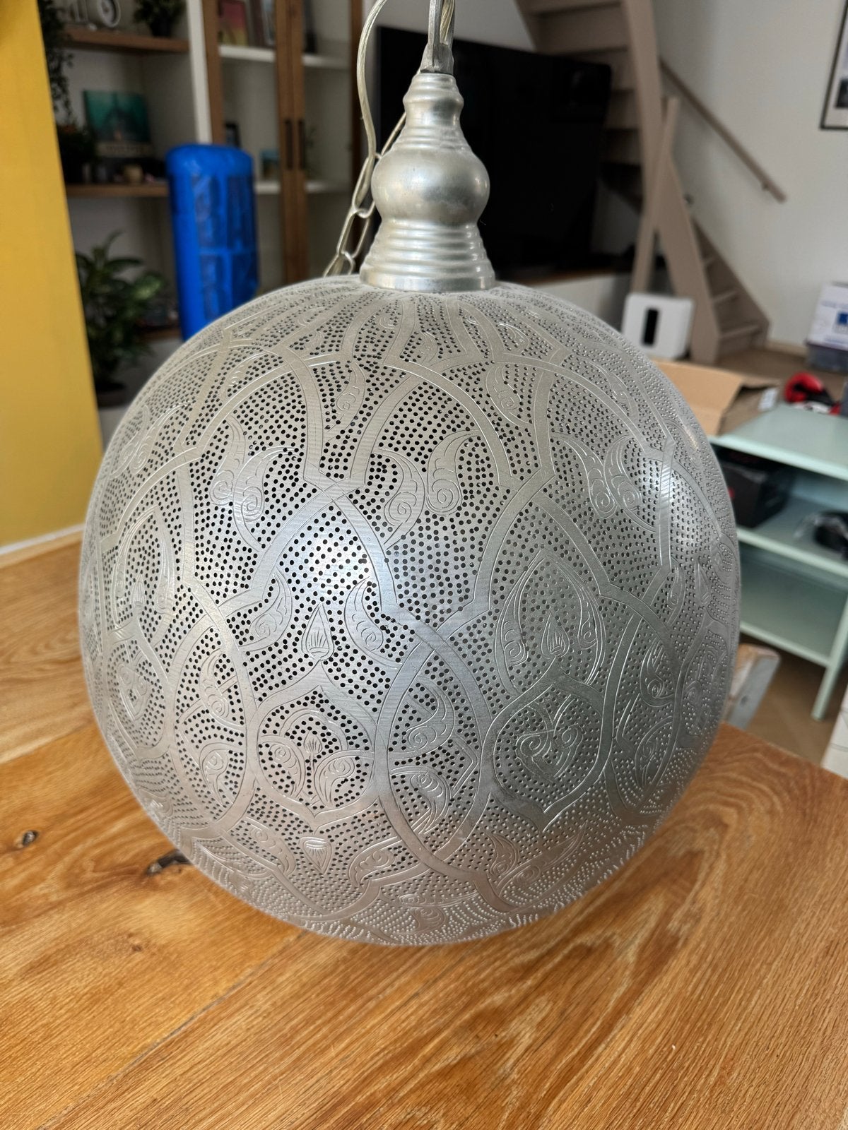 Oosterse hanglamp, Marokkaanse lamp, doorsnede 41 cm, Ophalen, Gebruikt, Metaal, E27 (groot)
