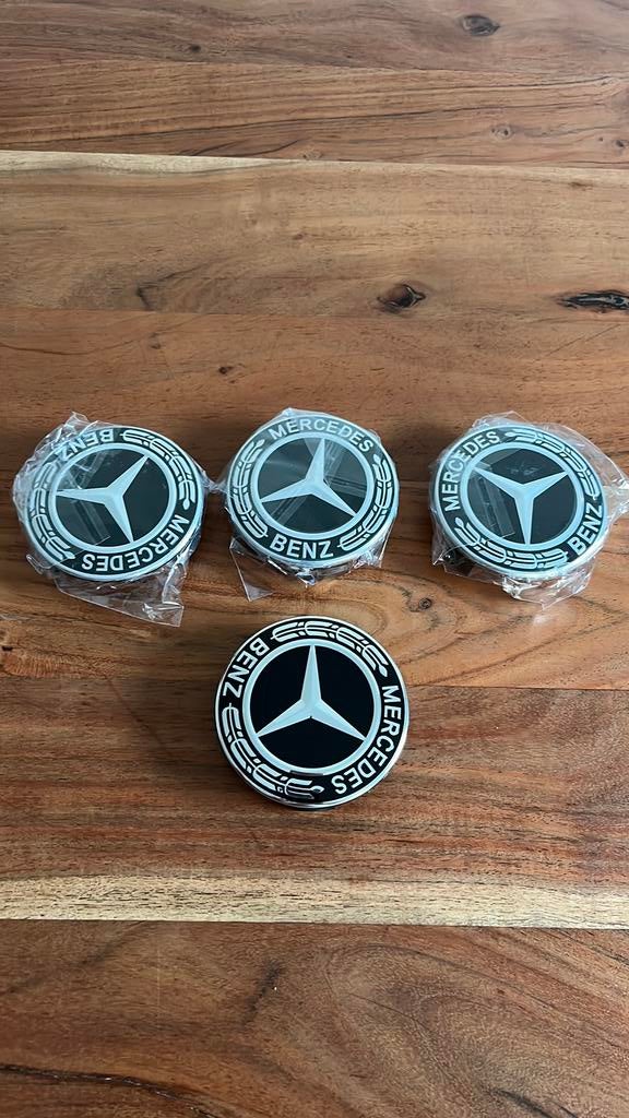 Mercedes nieuw naafdop zwart met zilver en zilver met zwart, Ophalen of Verzenden, Nieuw
