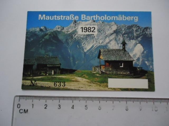 sticker oud 1982 Mautstrasse Bartholomaberg vorarlberg alpen, Verzamelen, Stickers, Verzenden, Zo goed als nieuw, Bedrijf of Vereniging