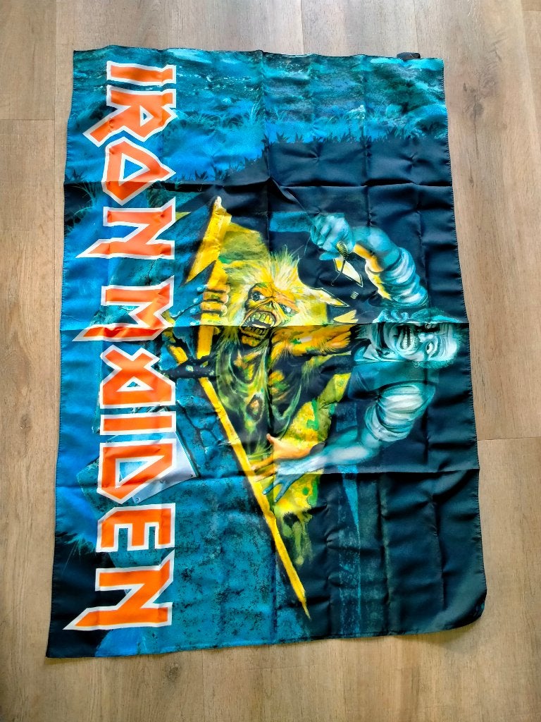 Iron Maiden no prayer for the dying vintage metal vlag RARE, Verzamelen, Verzenden, Zo goed als nieuw