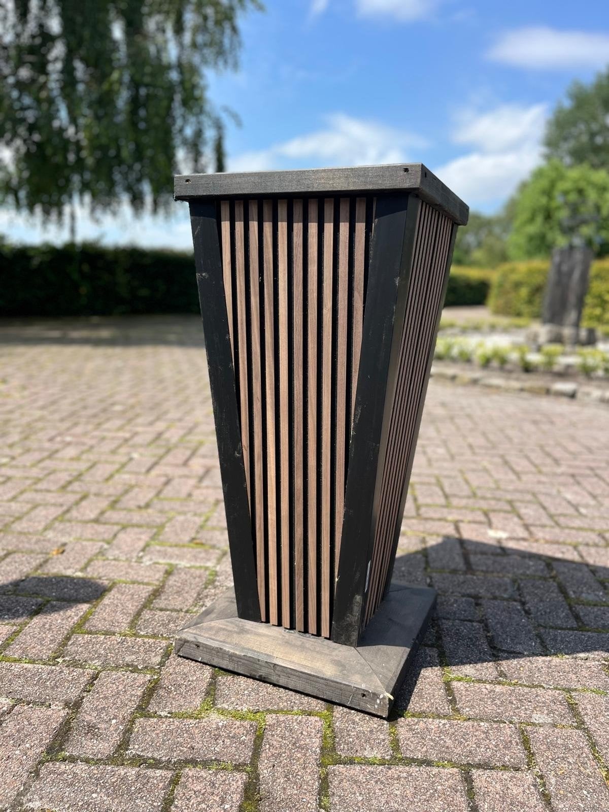 Hoge handgemaakte houten bloempot, Minder dan 60 cm, Vierkant, Nieuw, Ophalen of Verzenden