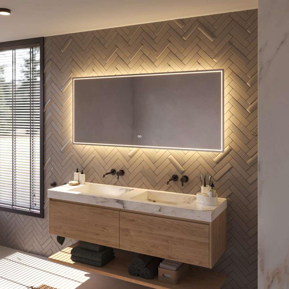 LED spiegel, kleurwissel en dimmer 160x70 cm, 100 tot 150 cm, Info@designspiegels.nl, Overige typen, Zo goed als nieuw