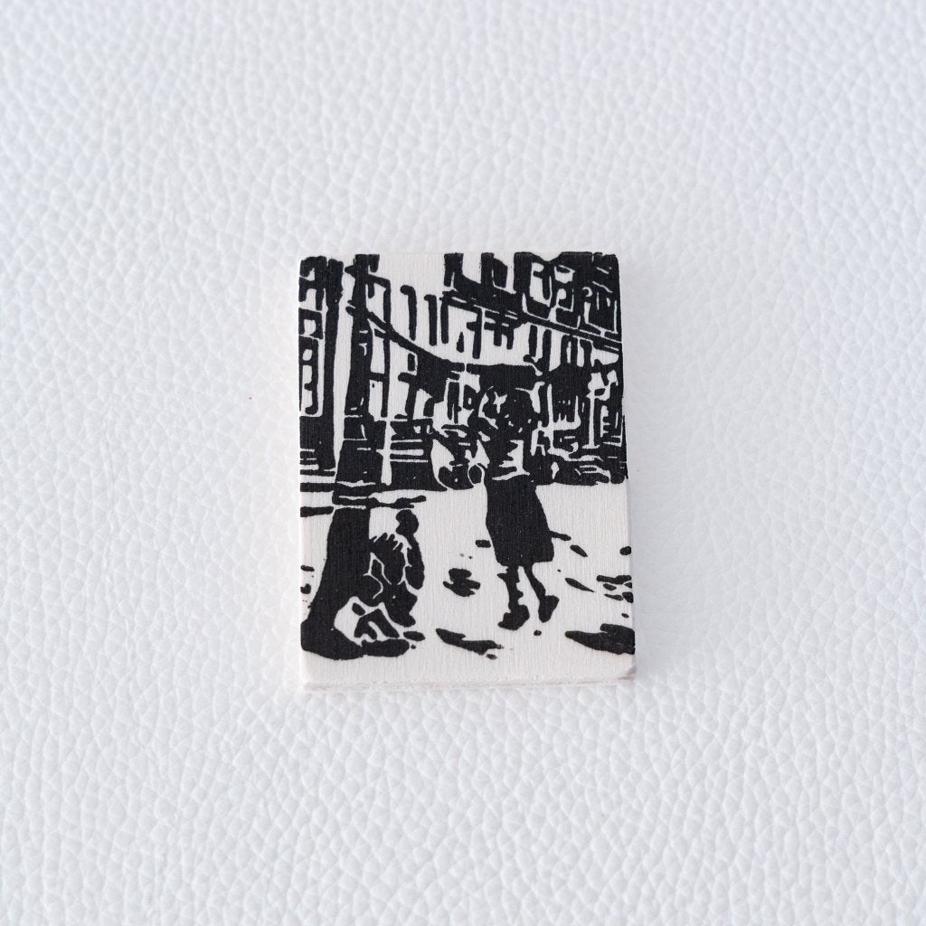 Originele kleine linosnede Edith Brouwer, Antiek en Kunst, 2000 tot heden, 5 cm, Overige technieken, Ophalen of Verzenden