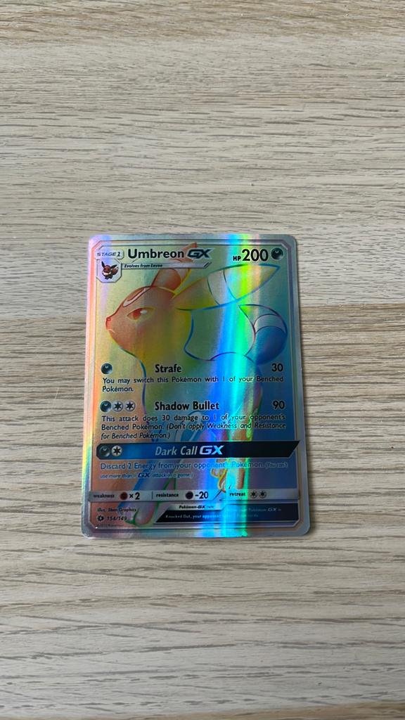 Umbreon GX Secret Rare Pokémon Kaart - Zeer Goede Staat, Ophalen of Verzenden, Zo goed als nieuw, Losse kaart, Foil