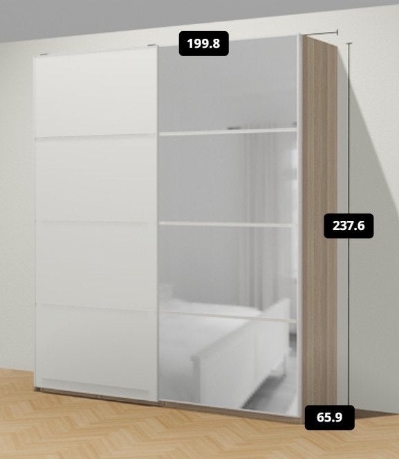 IKEA PAX Schuifdeuren: Mat Wit & Spiegel (200x238cm), Ophalen, Gebruikt, 200 cm of meer, 150 tot 200 cm