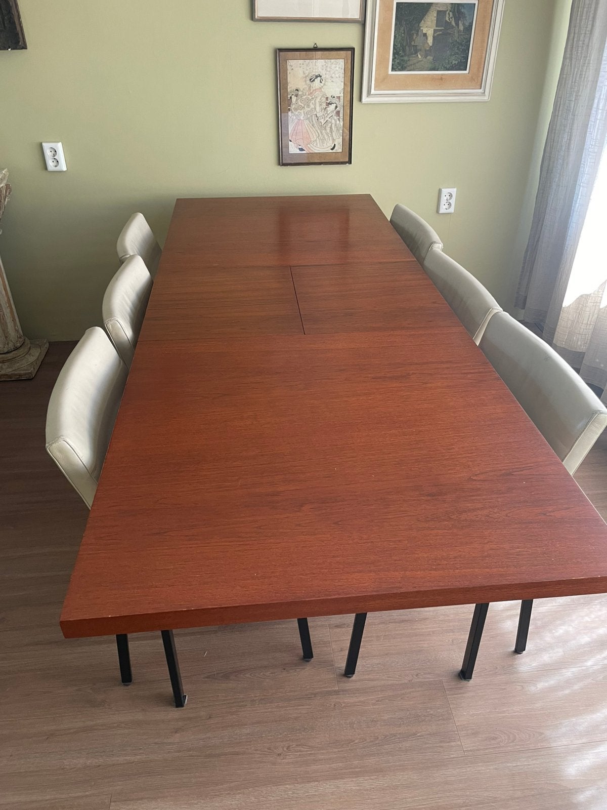Vintage design eettafel uitschuifbaar massief palissander, Ophalen, Zo goed als nieuw, Rechthoekig, 50 tot 100 cm