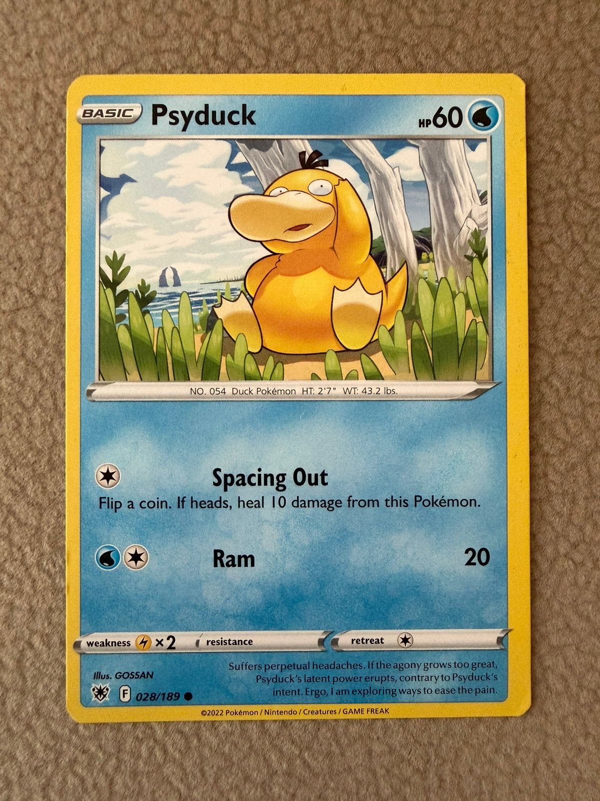 Pokemon Psyduck 028/189 Astral Radiance, Ophalen of Verzenden, Zo goed als nieuw, Losse kaart