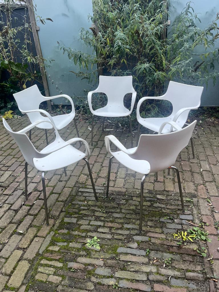 3x Jim DWDD stoelen Acta, Ophalen, Drie, Wit, Modern Industrieel