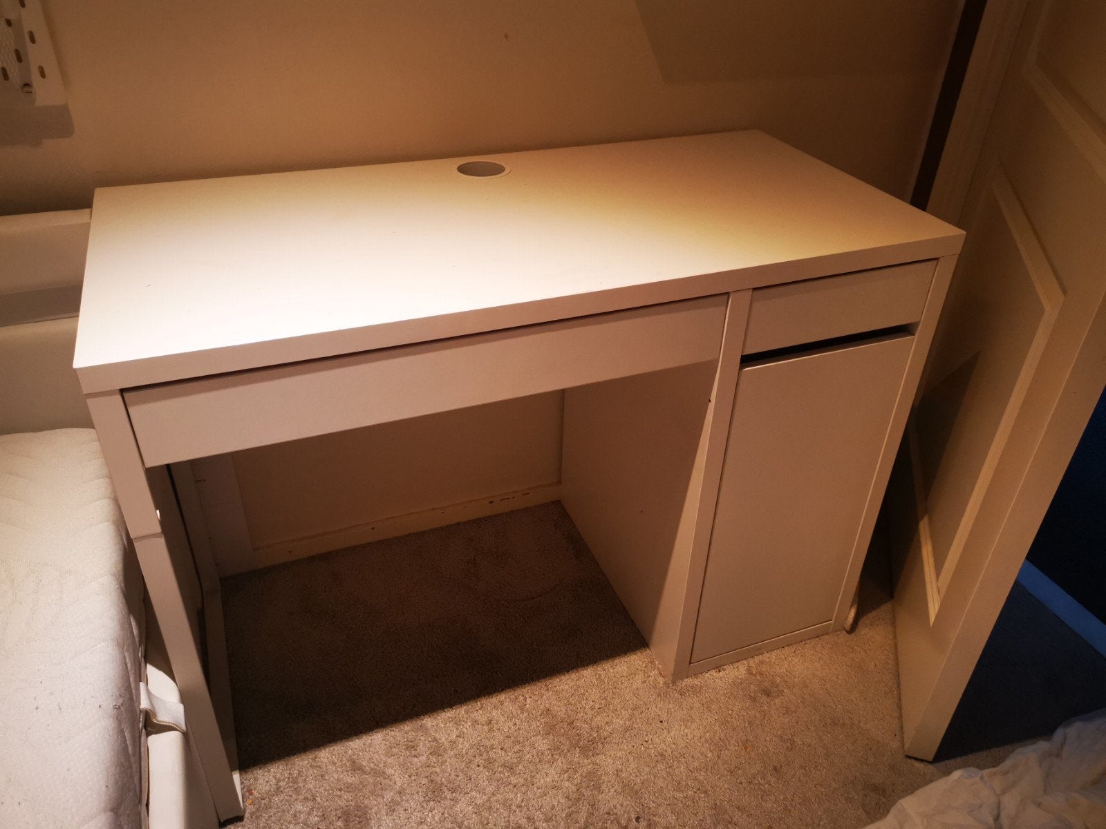 Wit bureau met lades en kastje - 105x50x74 cm, Gebruikt, Spaanplaat of MDF, Ophalen of Verzenden, Wit