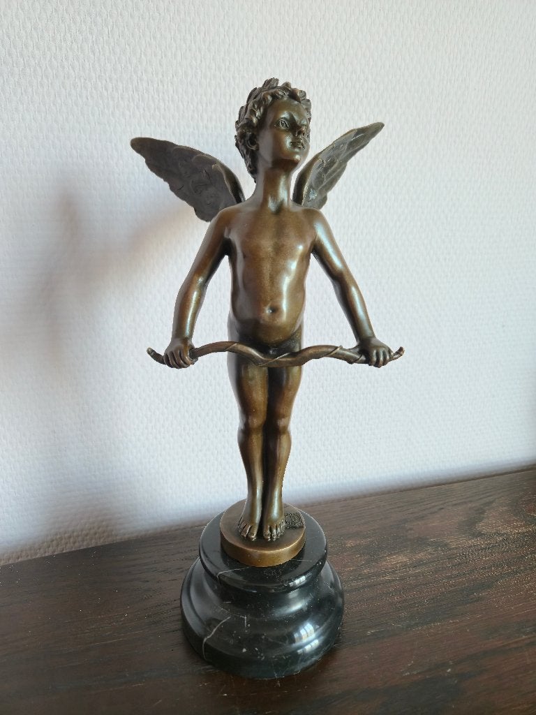 Prachtige bronzen engel beeld gemerkt + gieterij stempel, Antiek en Kunst, Ophalen, Brons