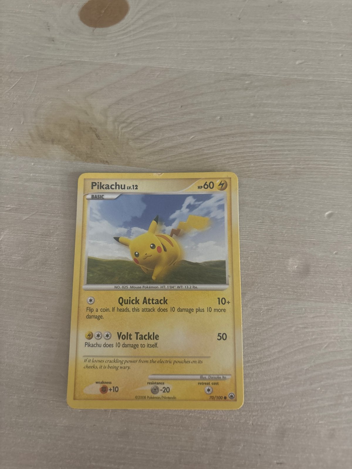 Pikachu LV.12 Pokémon kaart (2008), Ophalen of Verzenden, Gebruikt, Losse kaart