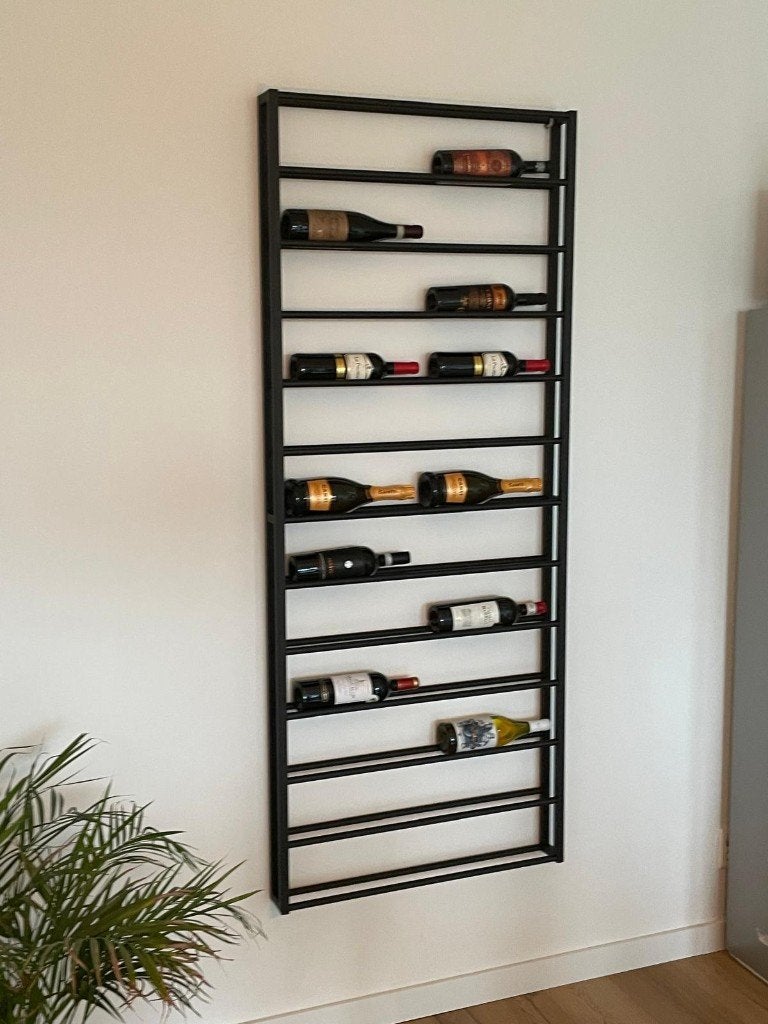 Elegant stalen gepoedercoat wijnrek 24 flessen - zwart, Huis en Inrichting, Ophalen, 15 tot 25 flessen, Zo goed als nieuw, 75 – 100