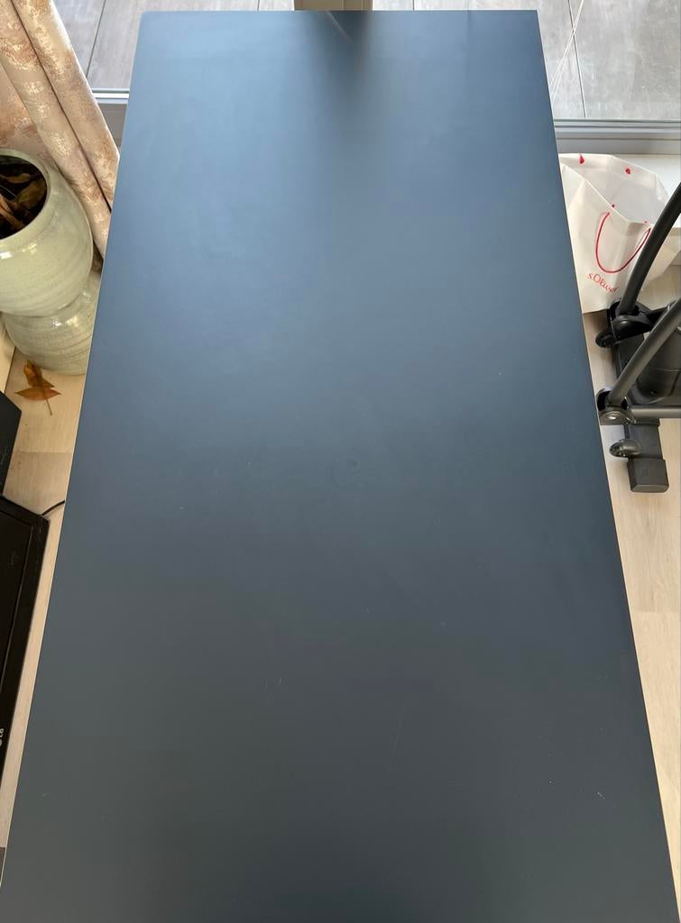IKEA Werk/Studie Tafel 75x150- Blauw met Houten Rand, Ophalen, Zo goed als nieuw