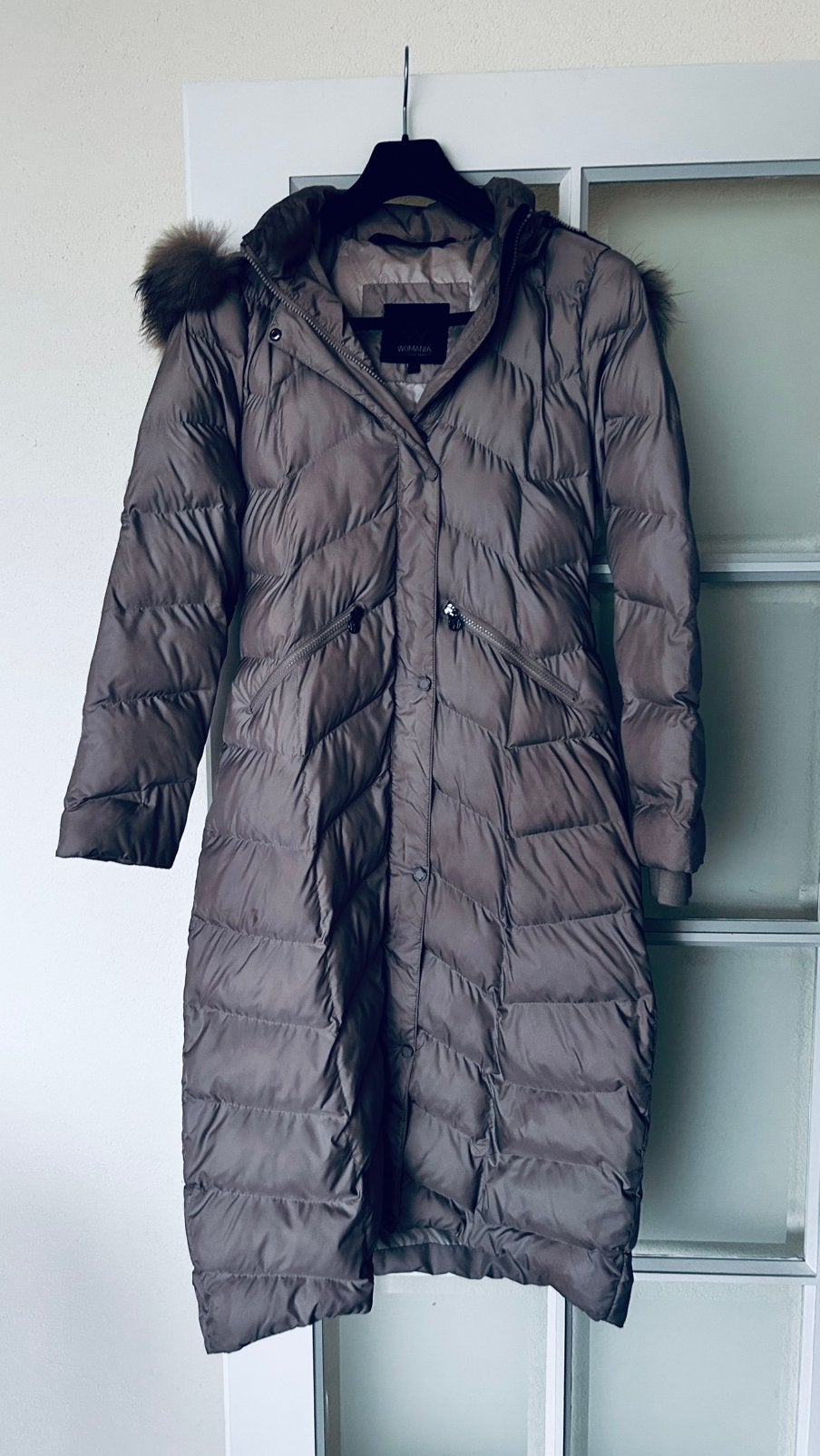 Gevoerde winterjas, lang model, Kleding | Dames, Jassen | Winter, Ophalen of Verzenden, Zo goed als nieuw, Maat 38/40 (M), Bruin