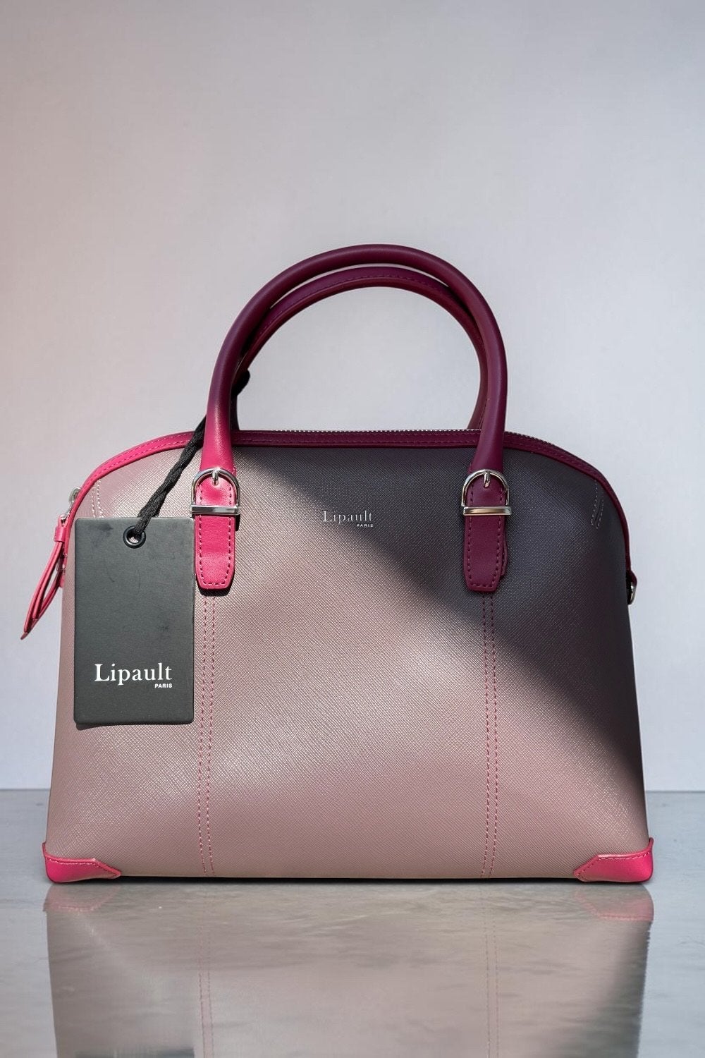 Nieuwe Lipault Paris Boston Bag Grey/Raspberry met labels, Lipault paris, Liapult paris, Nieuw, Ophalen of Verzenden