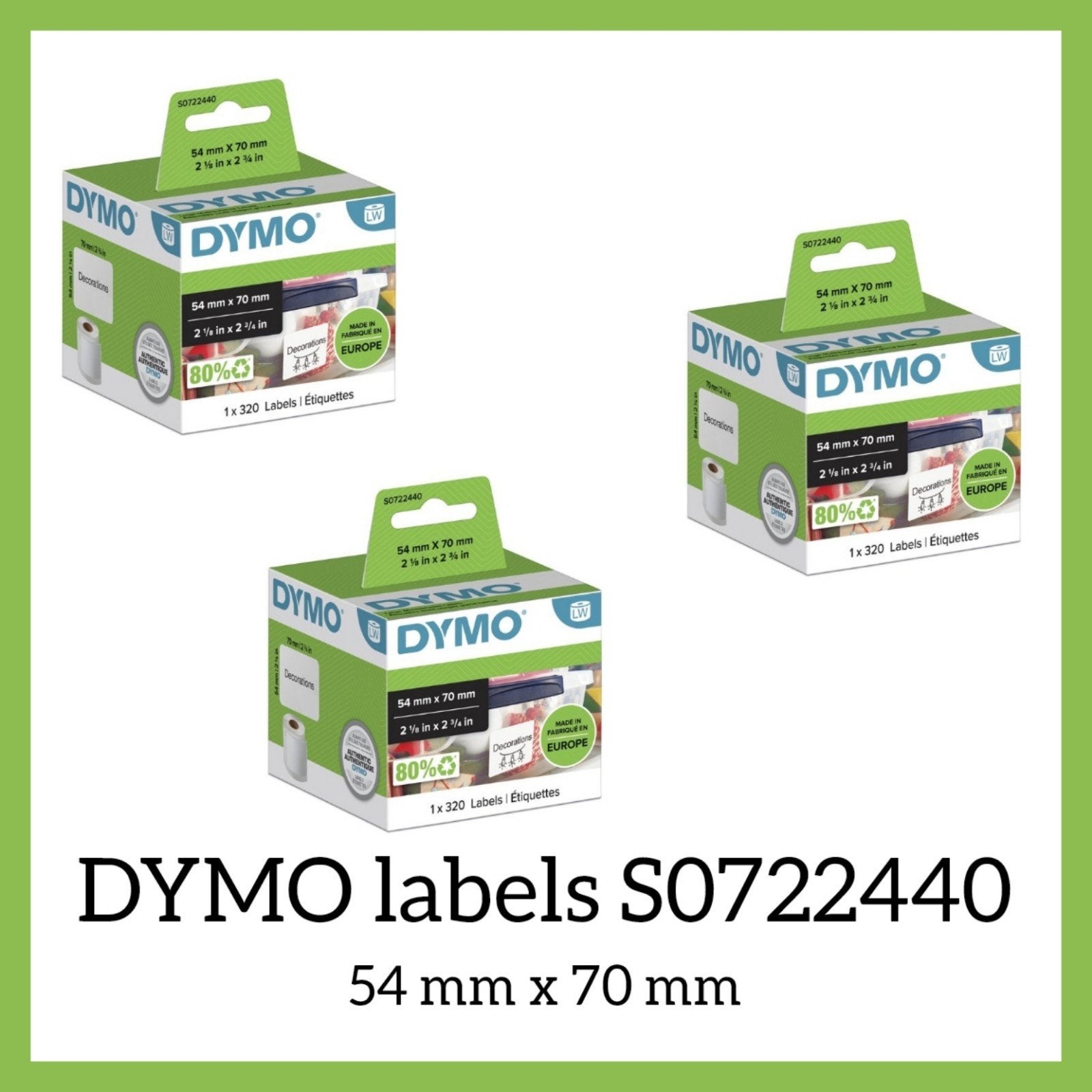 3 verpakkingen DYMO labels S0722440 / 54 x 70 mm / Nieuw, Computers en Software, Printerbenodigdheden, Ophalen of Verzenden, Nieuw