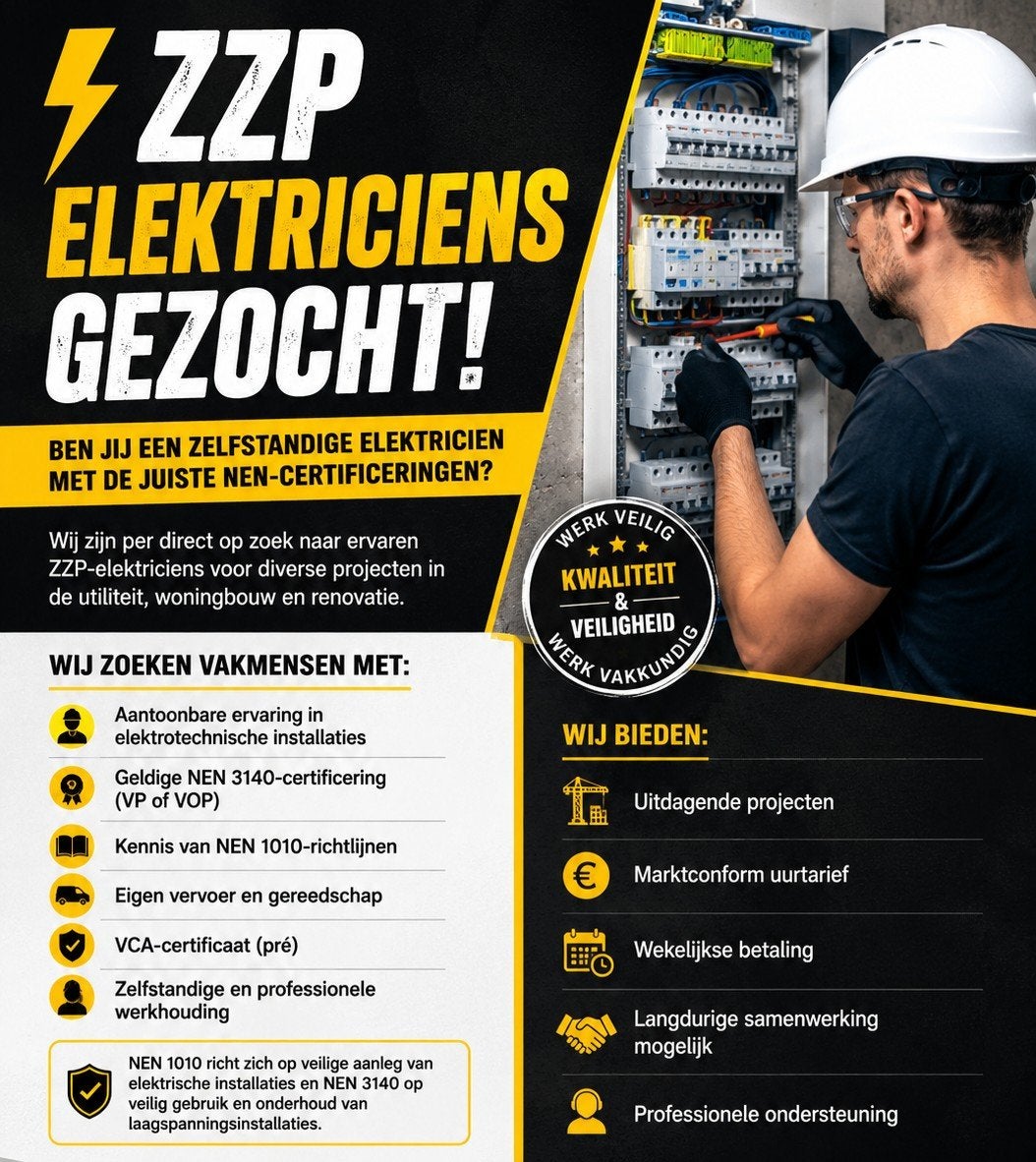 Zzp elektriciens gezocht elektra monteur