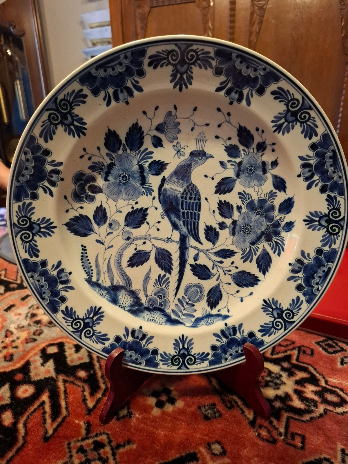 Delfts Blauw Wandbord RAM met vogeldecoratie. diameter 33 cm, Ophalen