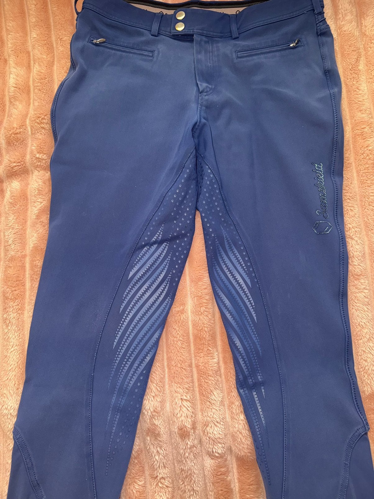 Samshield rijbroek fullgrip navy 38 M, Dieren en Toebehoren, Paardrijkleding, Dressuur, Zo goed als nieuw, Dames, Blauw