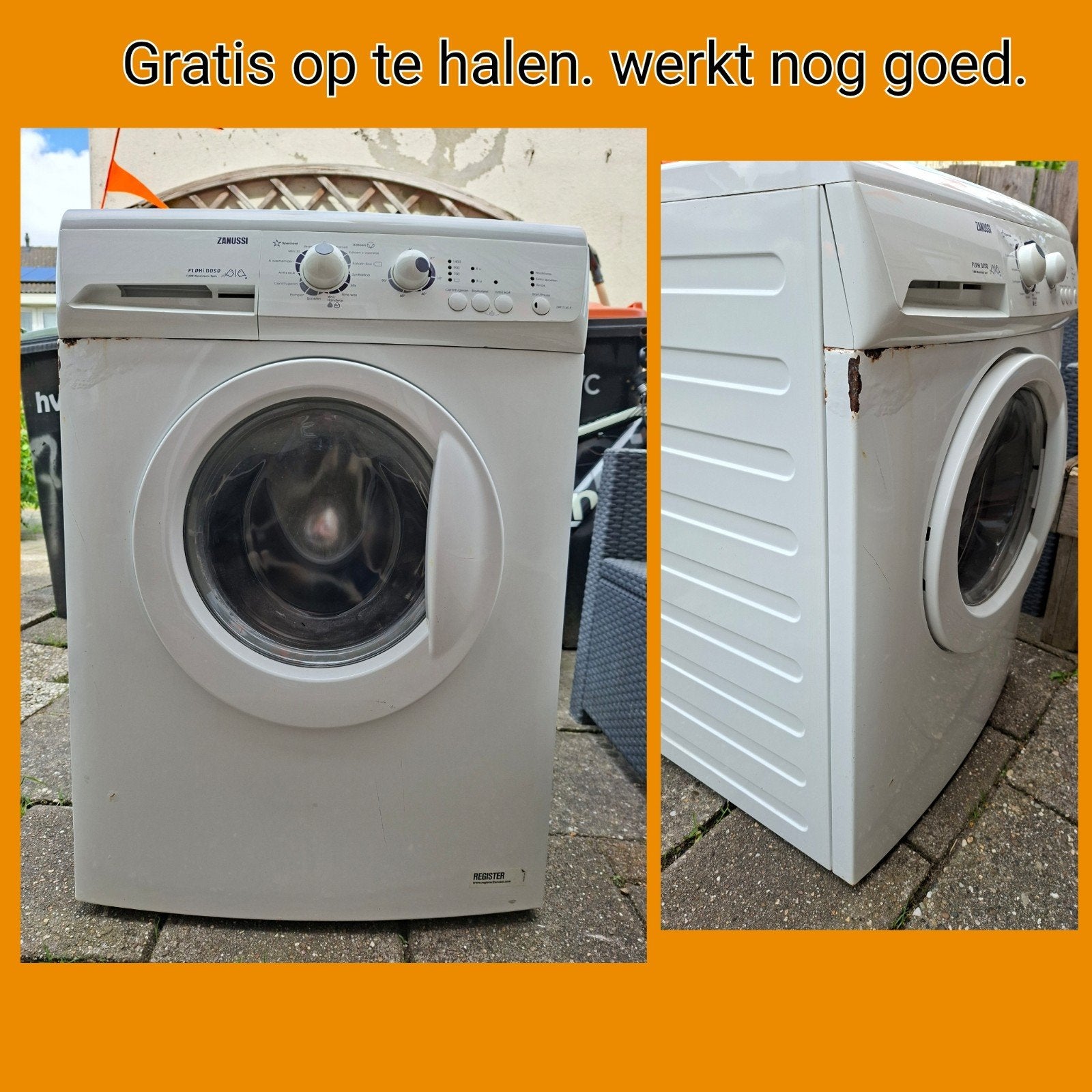 Zanussi wasmachine GRATIS, Ophalen, Gebruikt, 1200 tot 1600 toeren, 85 tot 90 cm