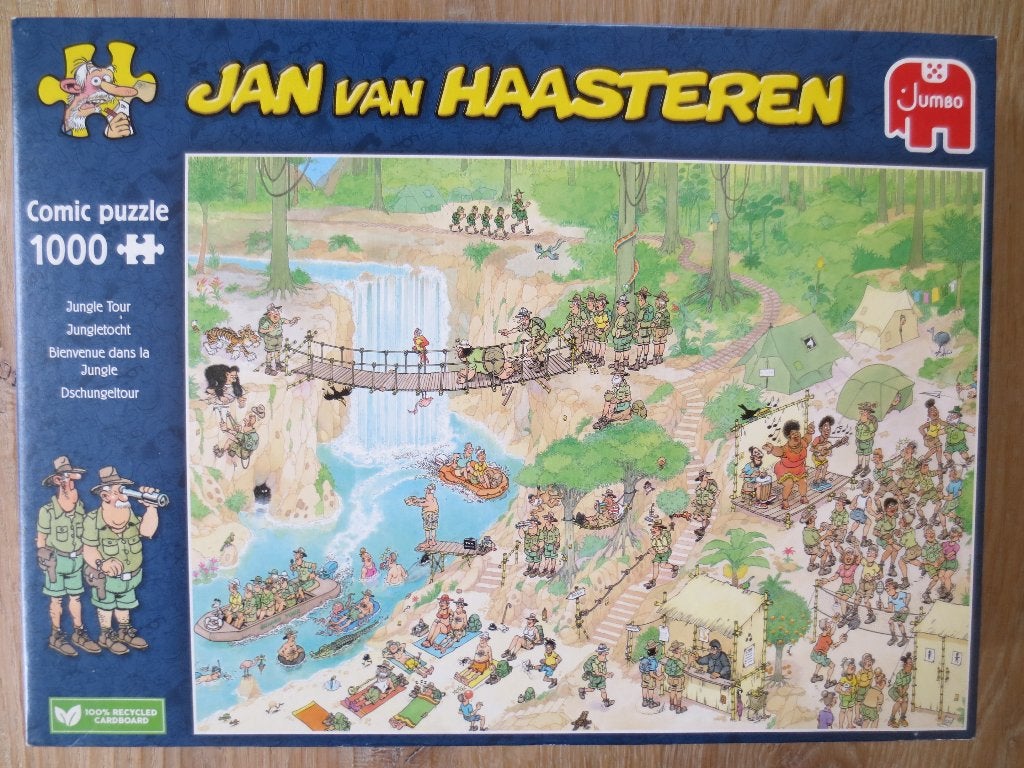 Legpuzzel: Puzzel Jan van Haasteren 1000 stukjes:Jungletocht, Ophalen of Verzenden, 500 t/m 1500 stukjes, Zo goed als nieuw, Legpuzzel
