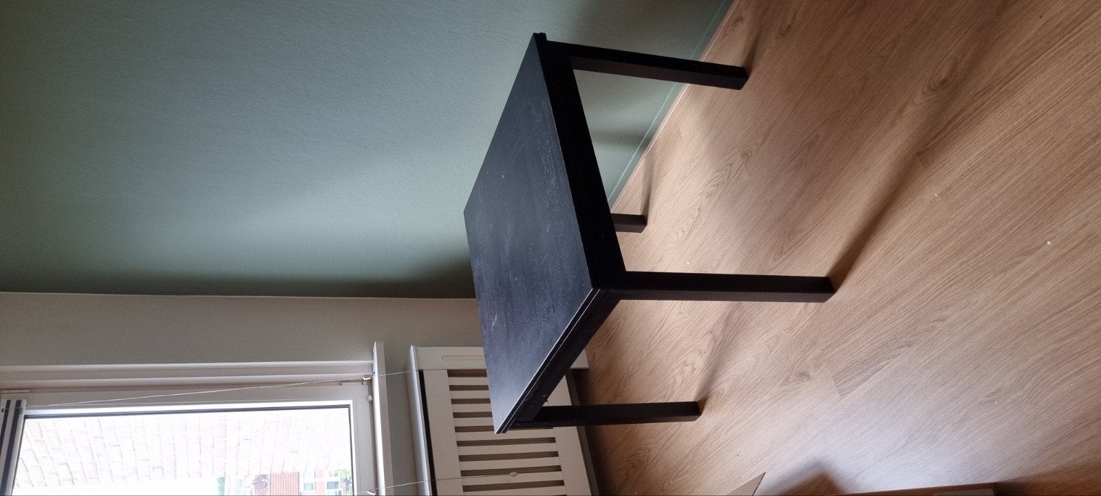 Eettafel uitschuifbaar, zwart, Ophalen of Verzenden, Gebruikt, Rechthoekig, 50 tot 100 cm
