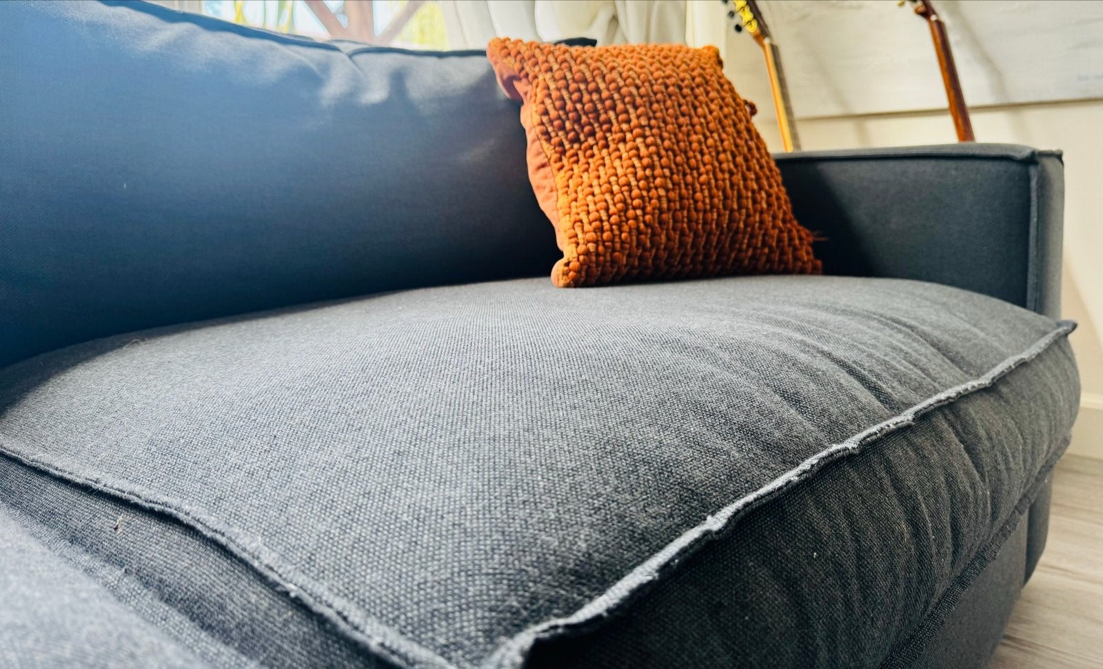 Moderne, comfortabele 3-zitsbank - Donkergrijs, Huis en Inrichting, Ophalen, Driepersoons, 75 tot 100 cm, Zo goed als nieuw