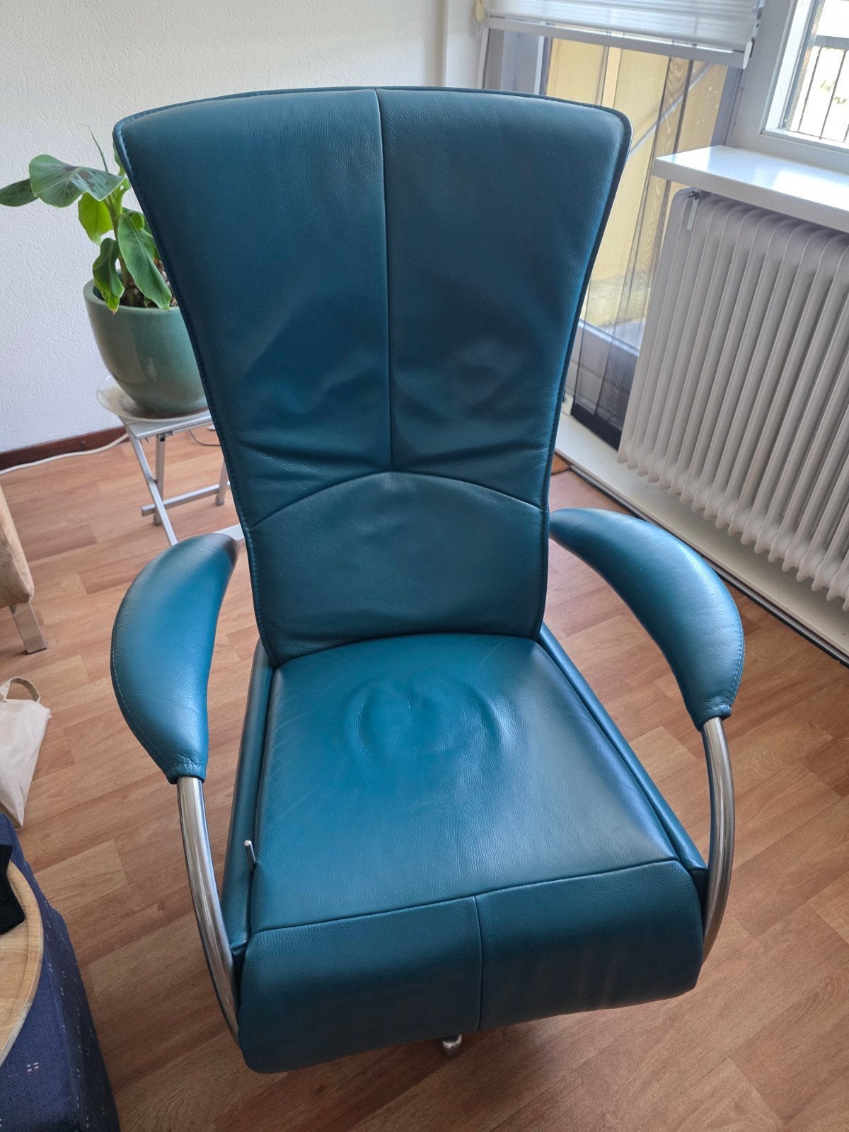 Leren relaxstoel / ligstoel, draaibaar, Gebruikt, 125 tot 150 cm, Ophalen of Verzenden, 75 tot 100 cm
