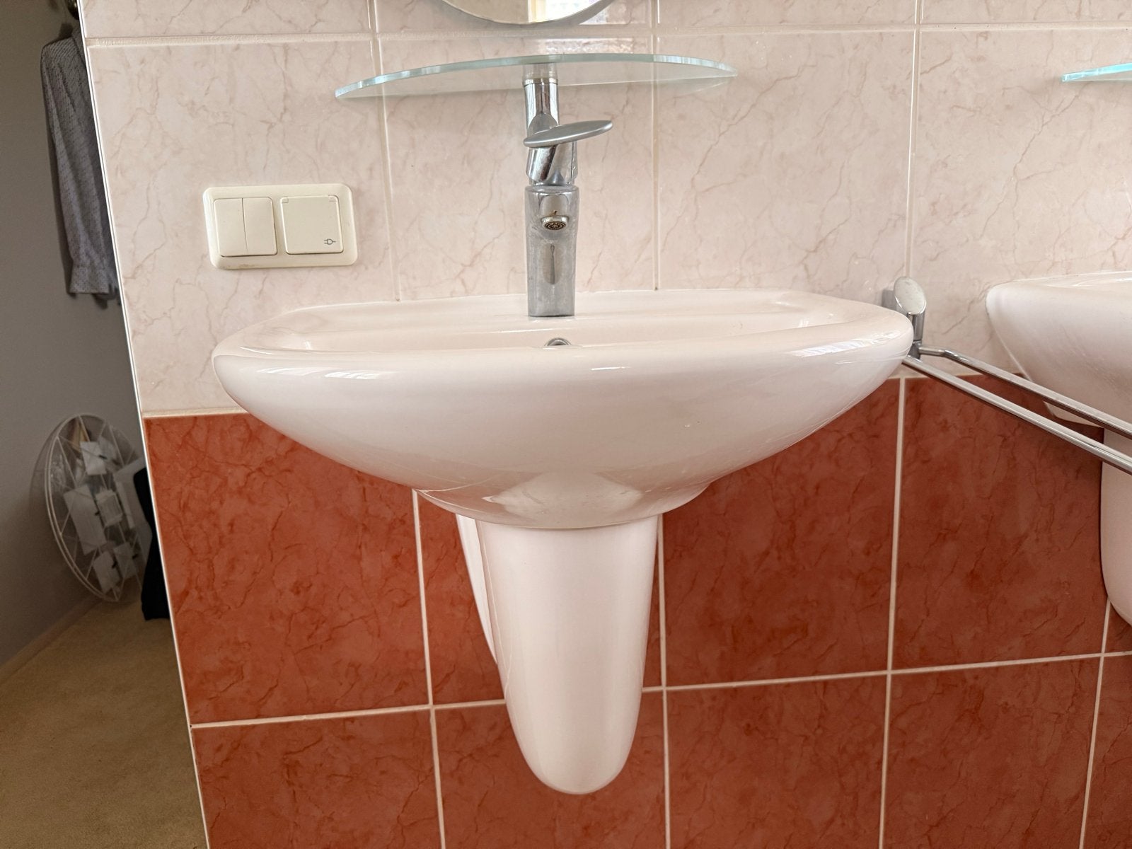 Sphinx badkamer wasbak met Grohe kranen crème, Ophalen of Verzenden, Gebruikt, 50 tot 100 cm, Wasbak of Wastafel