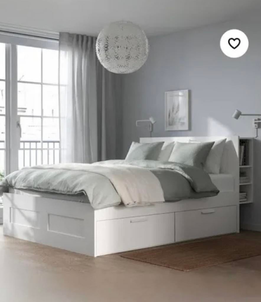 IKEA tweepersoonsbed 160x200 (excl. matrassen), Ophalen, Gebruikt, Wit, Tweepersoons