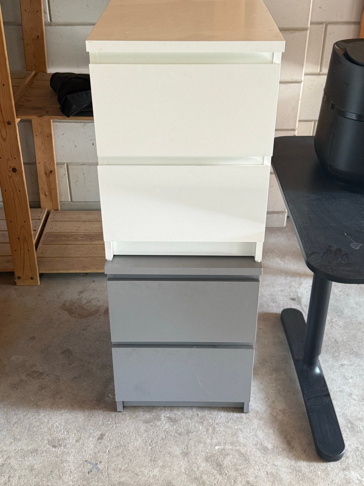 Ladekast met 4 lades (wit en grijs), Ophalen, Gebruikt, 100 tot 150 cm, 50 tot 100 cm