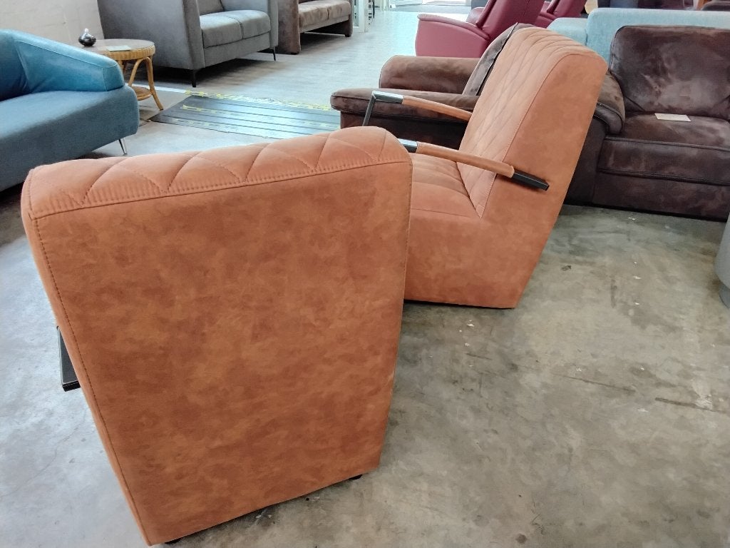 2x2 luxe stoelen / fauteuils. Bruin en d.grijs. Second Life, Ophalen, Overige materialen, 75 tot 100 cm, Zo goed als nieuw