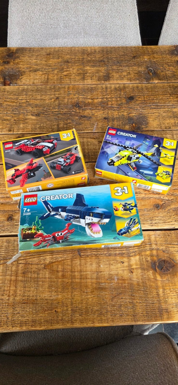 LEGO Creator 3-in-1 sets: Haai, Sportwagen, Helikopter, Ophalen of Verzenden, Gebruikt