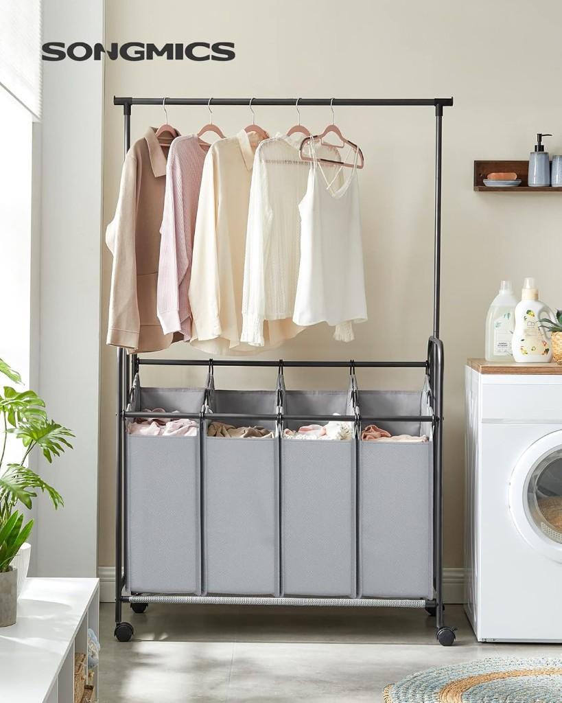 Wasmand 4 vakken, wasverzamelaar-108L x 44B x 172H, Ophalen of Verzenden, Nieuw, Grijs, Badmat