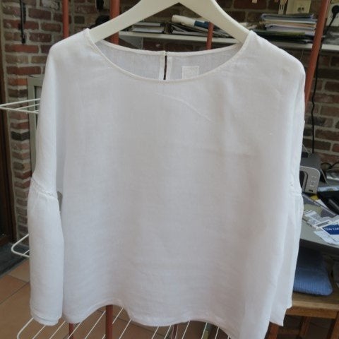 Blouse wit linnen vlindermouw 120% Lino mt 44, Kleding | Dames, Wit, Ophalen of Verzenden, Zo goed als nieuw, 120% Lino