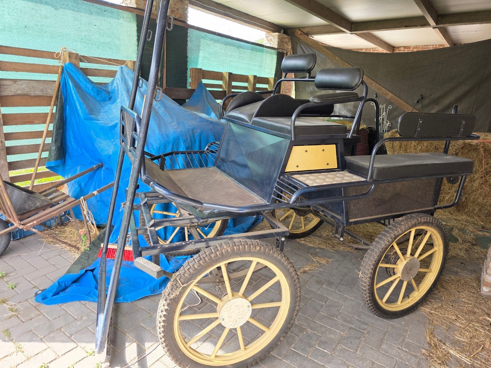 Geremde menwagen, nieuwe rem grote pony/ paard evt full tuig, Dieren en Toebehoren, Rijtuigen en Koetsen, Paard of Pony