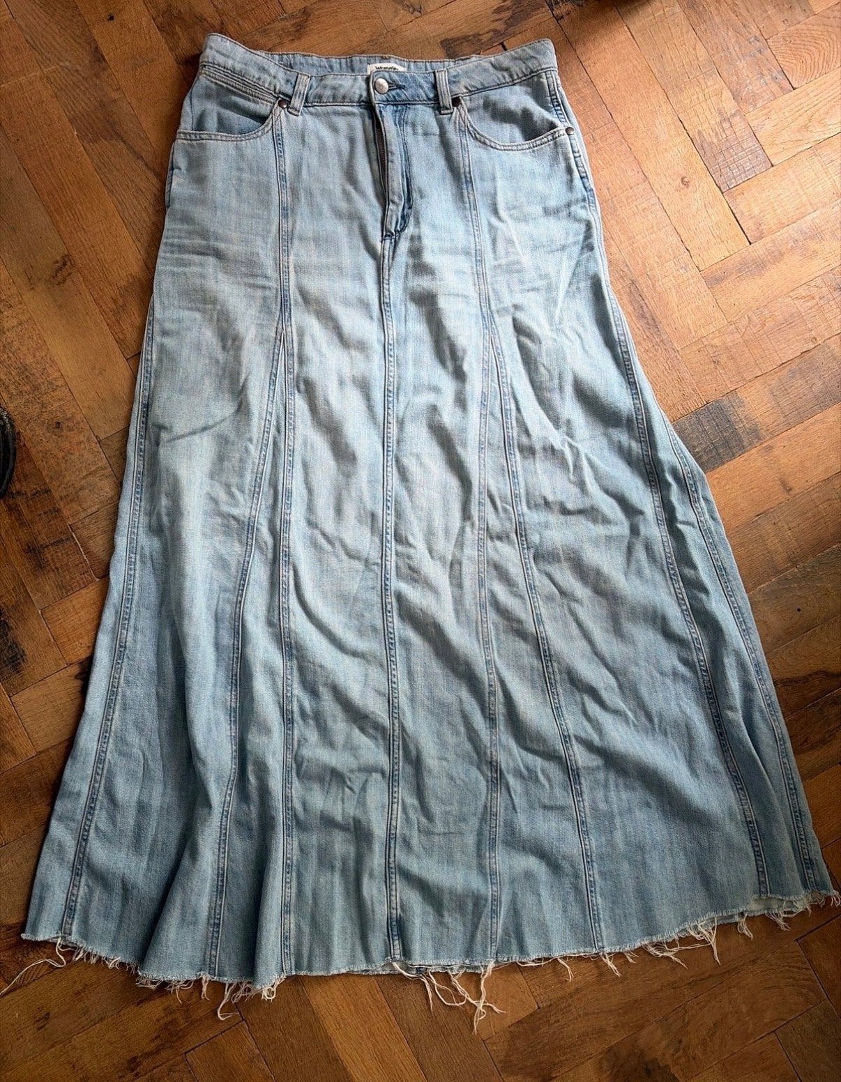Wrangler spijkerrok, maat M, lichtblauw, Maat 38/40 (M), Gedragen, Onder de knie, Verzenden