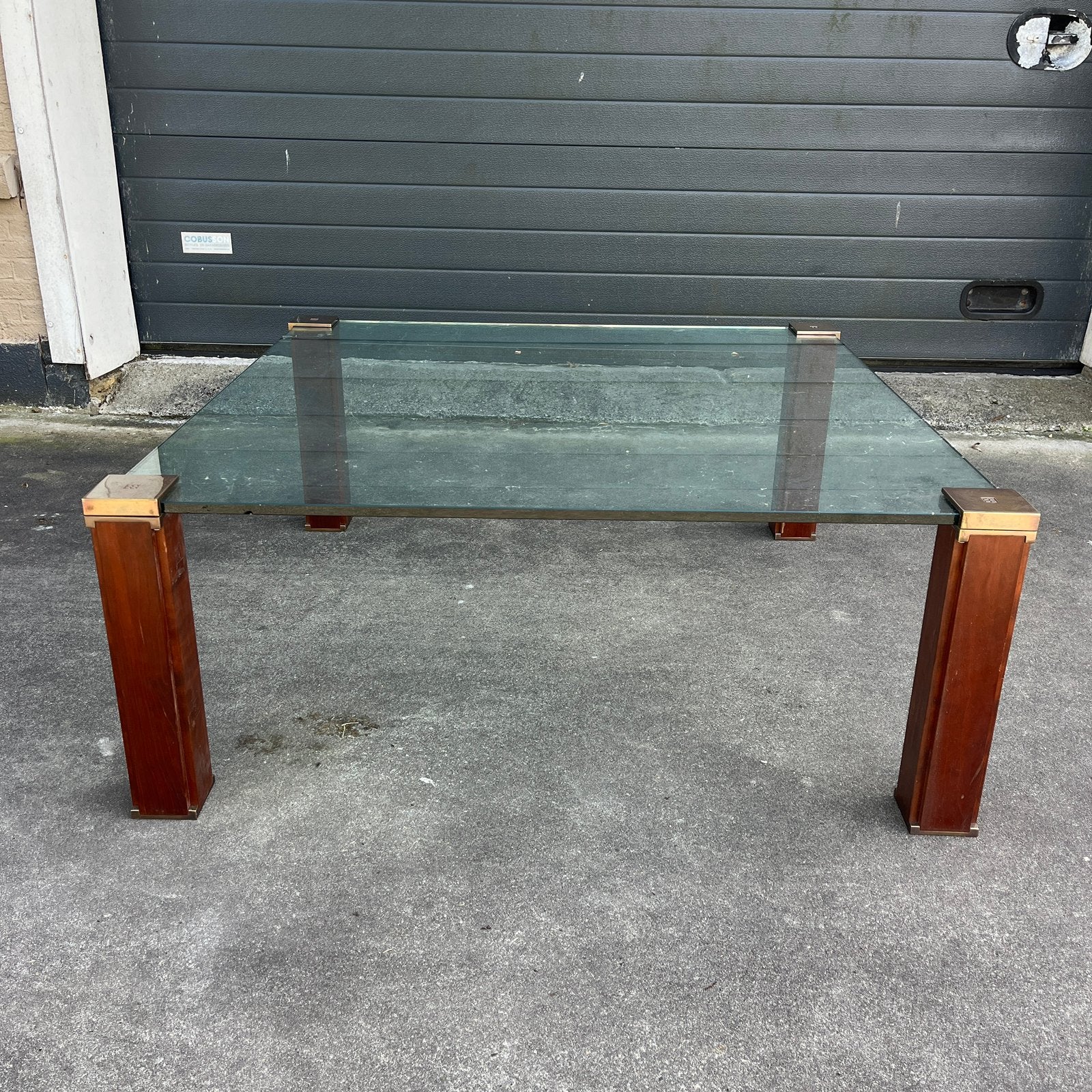 Salontafel messing kersen glas Peter Ghyczy, Ophalen, Messing, Gebruikt, Kersen