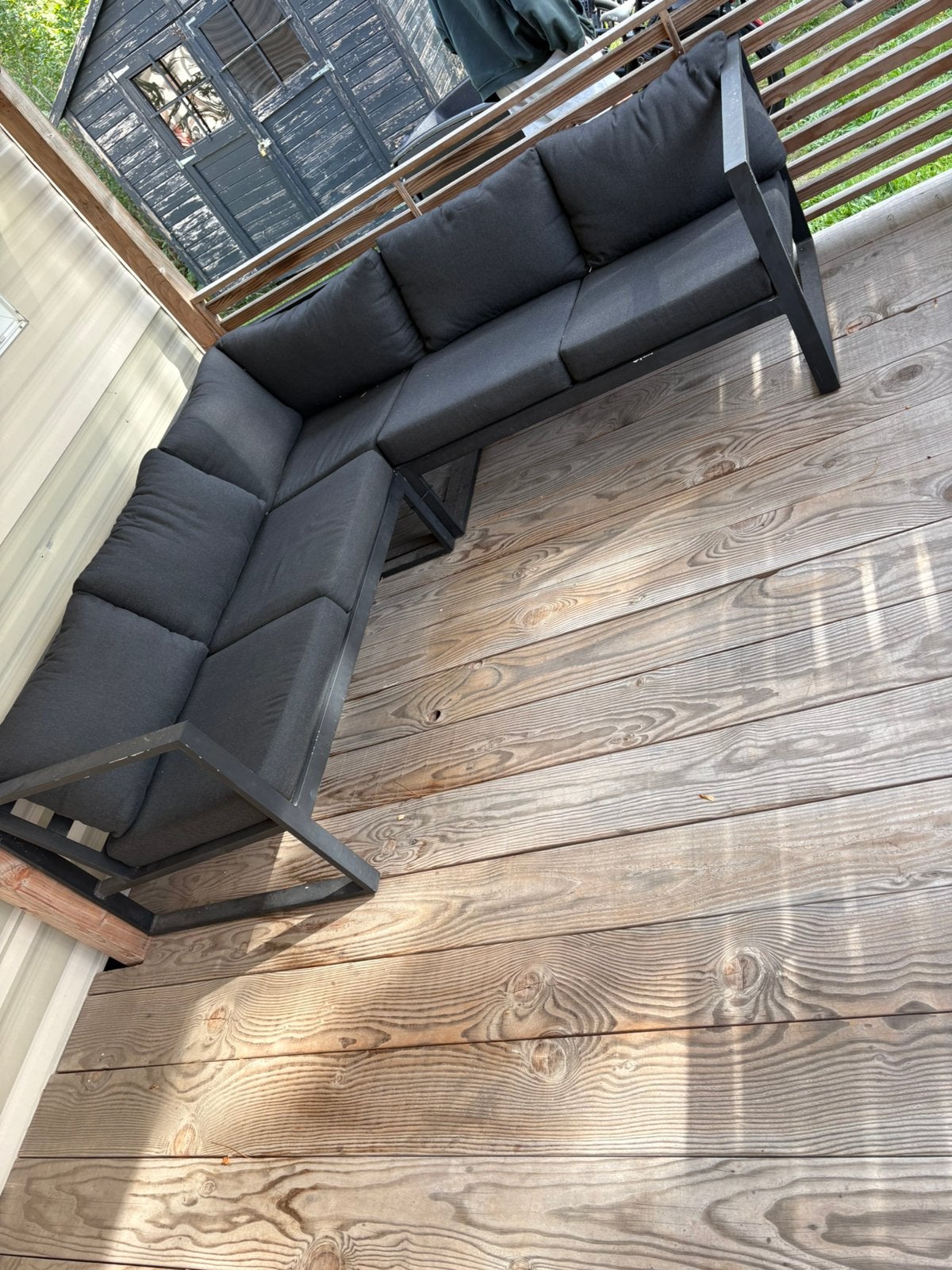 Zwarte tuinset hoekbank, Tuin en Terras, Ophalen of Verzenden, Gebruikt, Aluminium, Loungeset