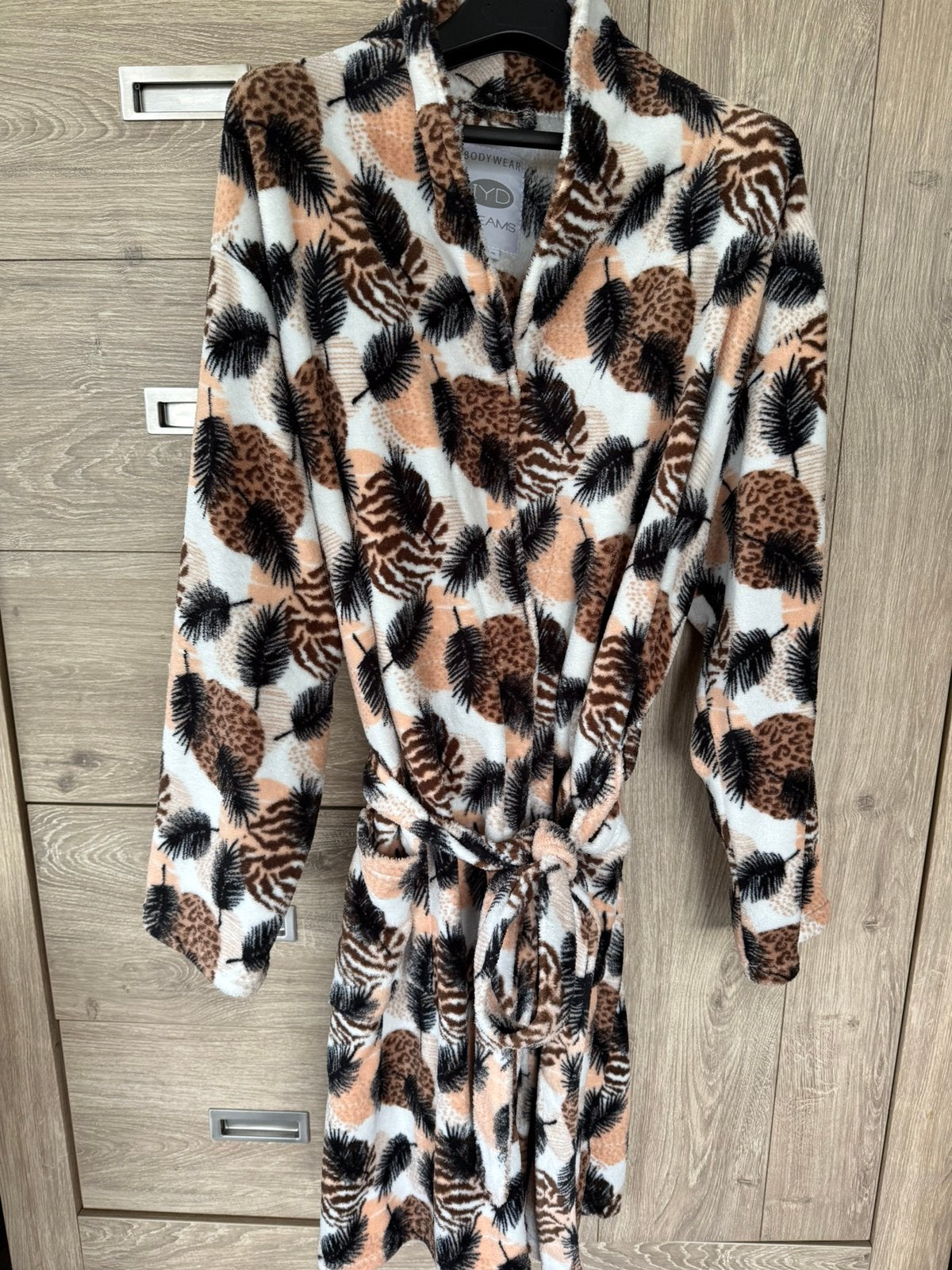 Mooie z.g.a.n. badjas met bladmotief mt L/XL, Ophalen of Verzenden, Zo goed als nieuw, Maat 46/48 (XL) of groter, Blauw